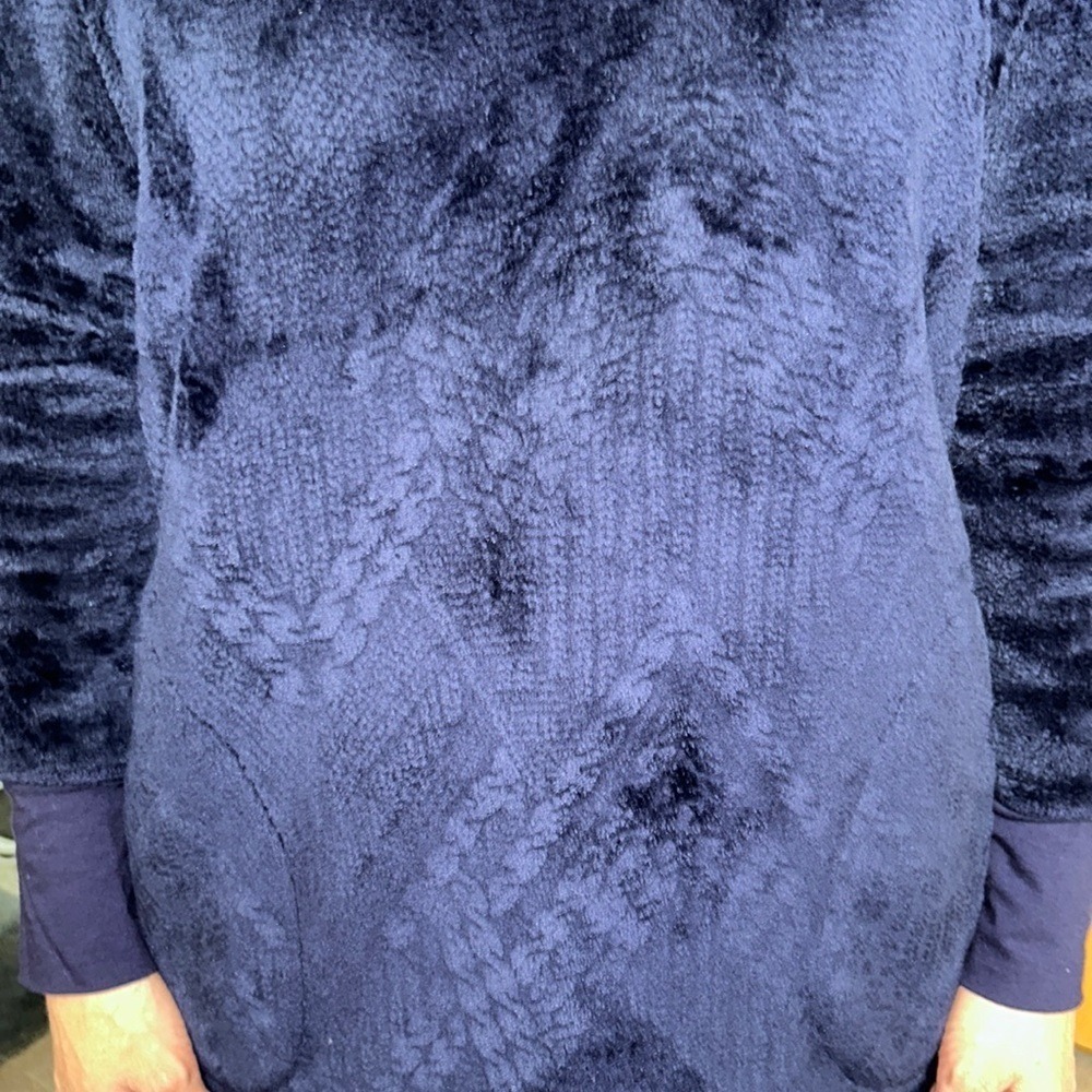 NAUTICA ECLIPSE PLUSH TEXTURED HOODED SLEEP SHIRT‎ Blue S